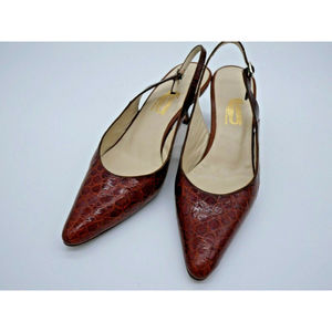 Wehmeier's Womens Aligator Shoes Red 5.5 Vero Cuoio Italy